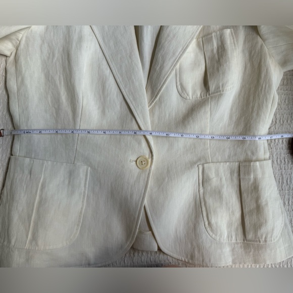 Vintage 90s Ralph Lauren Blue Label 100% White Linen Made in Italy Blazer Jacket - Picture 10 of 16